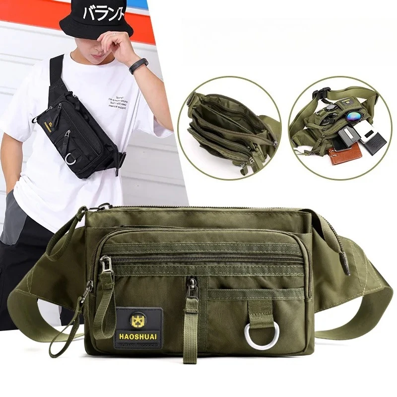 Multi-pocket large capacity men's waist bag anti-theft close cashier purse light waterproof nylon women breast bag