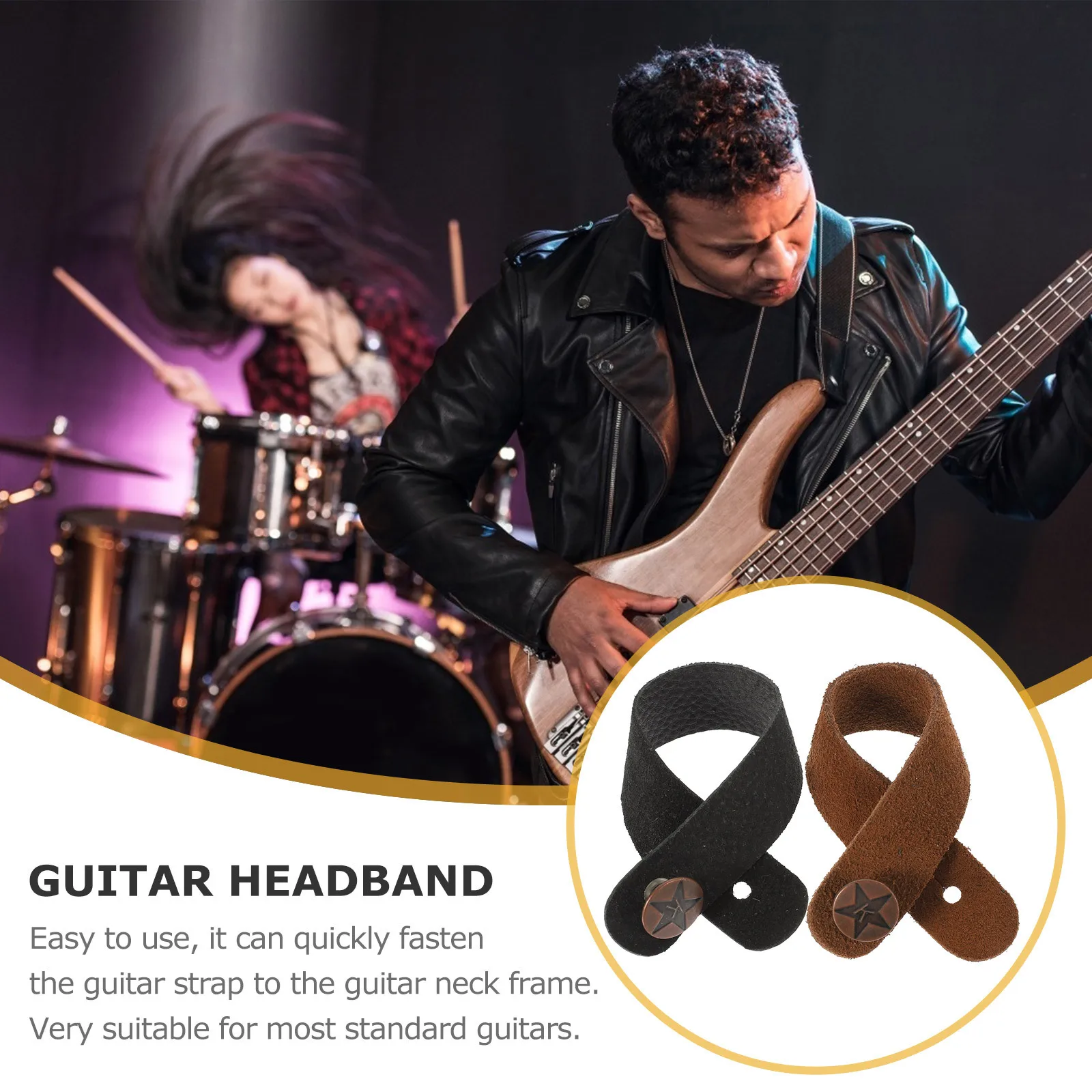 

1Set Guitar Neck Strap Headstock Straps for Acoustic Electric Bass Ukulele Fasten Secure Guitar Accessories