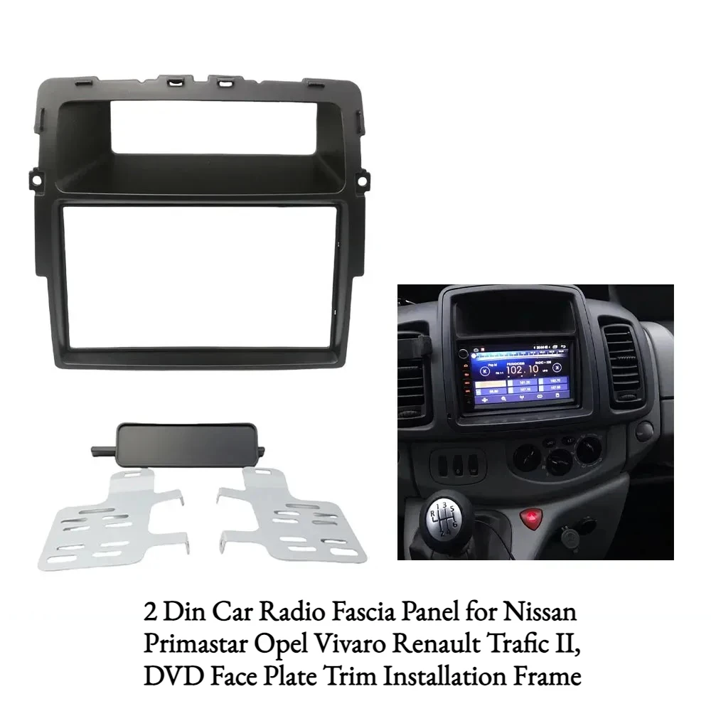 

2 Din Car Radio Fascia Panel for Nissan Primastar Opel Vivaro Renault Trafic II, DVD Face Plate Trim Installation Frame