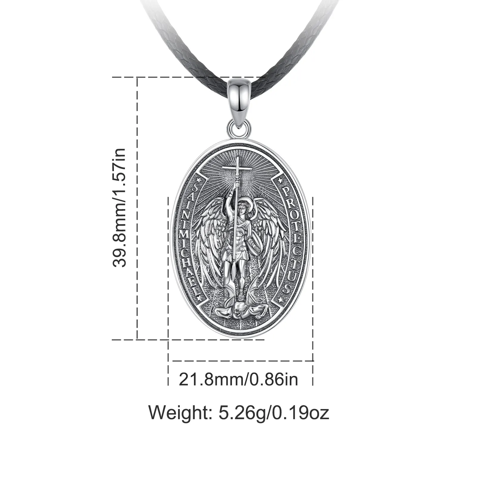 Eudora Saint Michael Necklace 925 Sterling Silver Christian Archangel Cross Pendant Protection Jewelry Fine Gift for Men Women ﻿