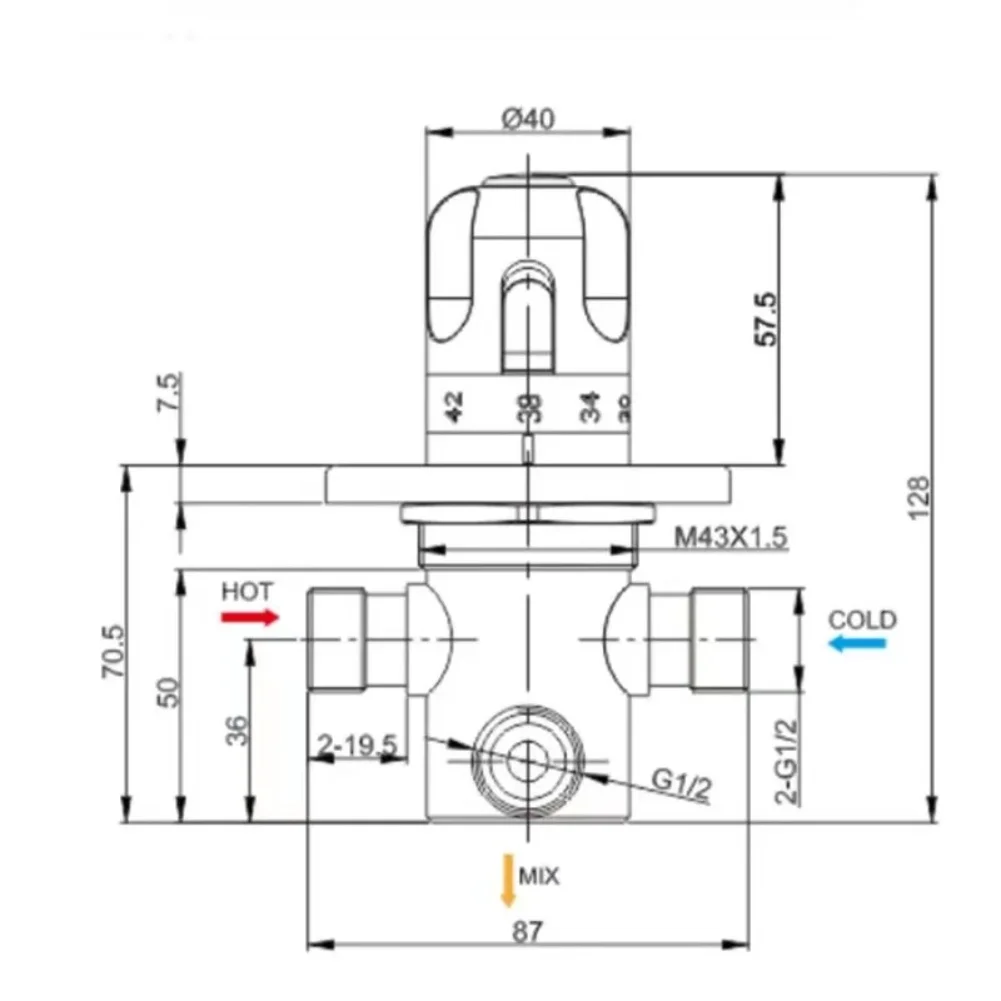 

Adjustable Brass Thermostatic Mixing Valve for Home Use Temperature Control Valve with Filter Net Compatible with Water Heaters
