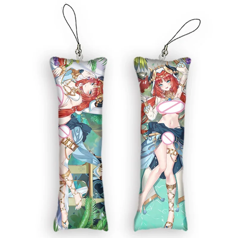 New Fashion Genshin Impact Mini Dakimakura Keychain Nilou Anime Key Chain Small Pillow Decor Pendant Otaku Gift Kawaii Backpack
