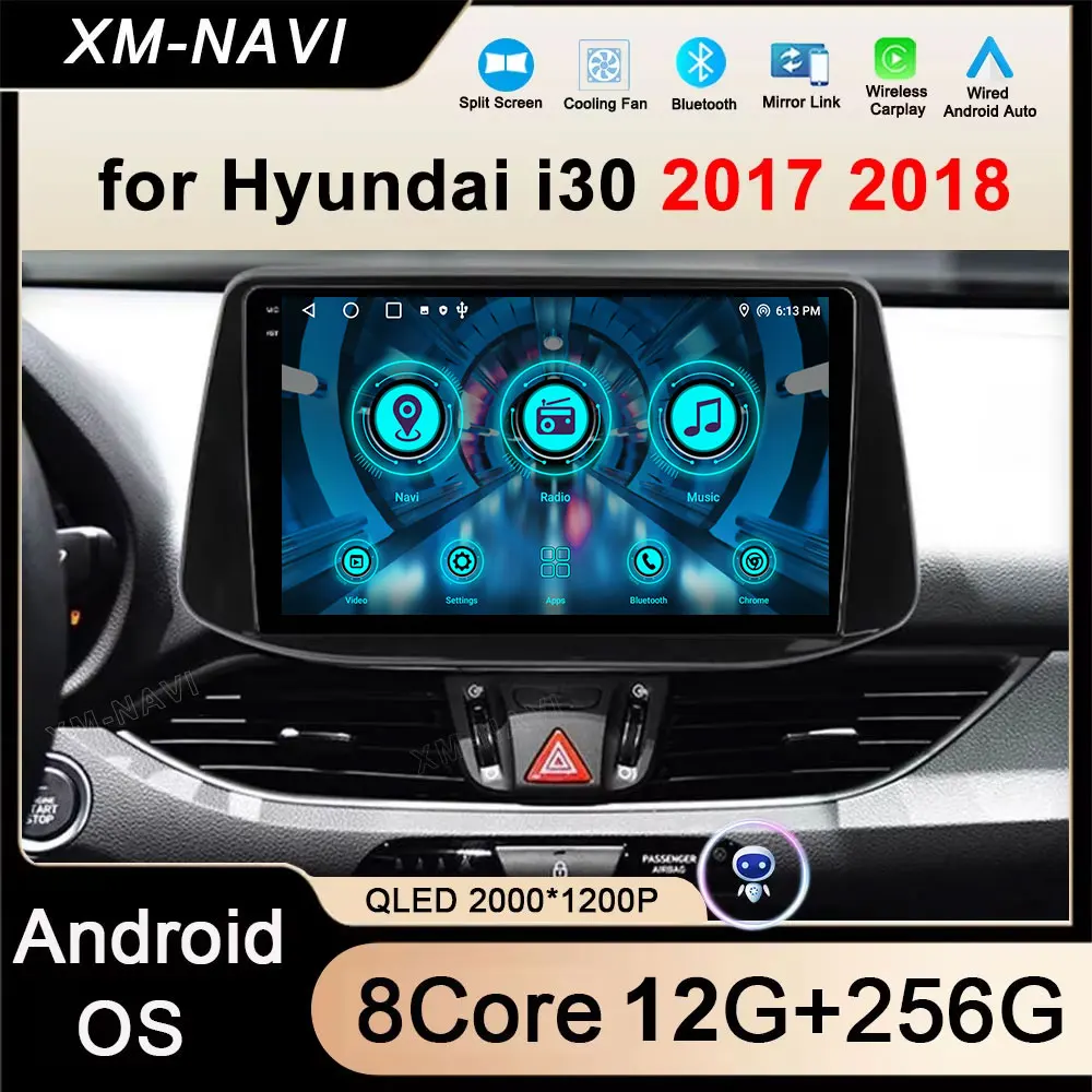 

Для Hyundai i30 2017-2018 Беспроводной Carplay Auto Android 16 Автомобильный радиоприемник Мультимедийный плеер GPS-навигация BT DSP Стерео WIFI + 4G
