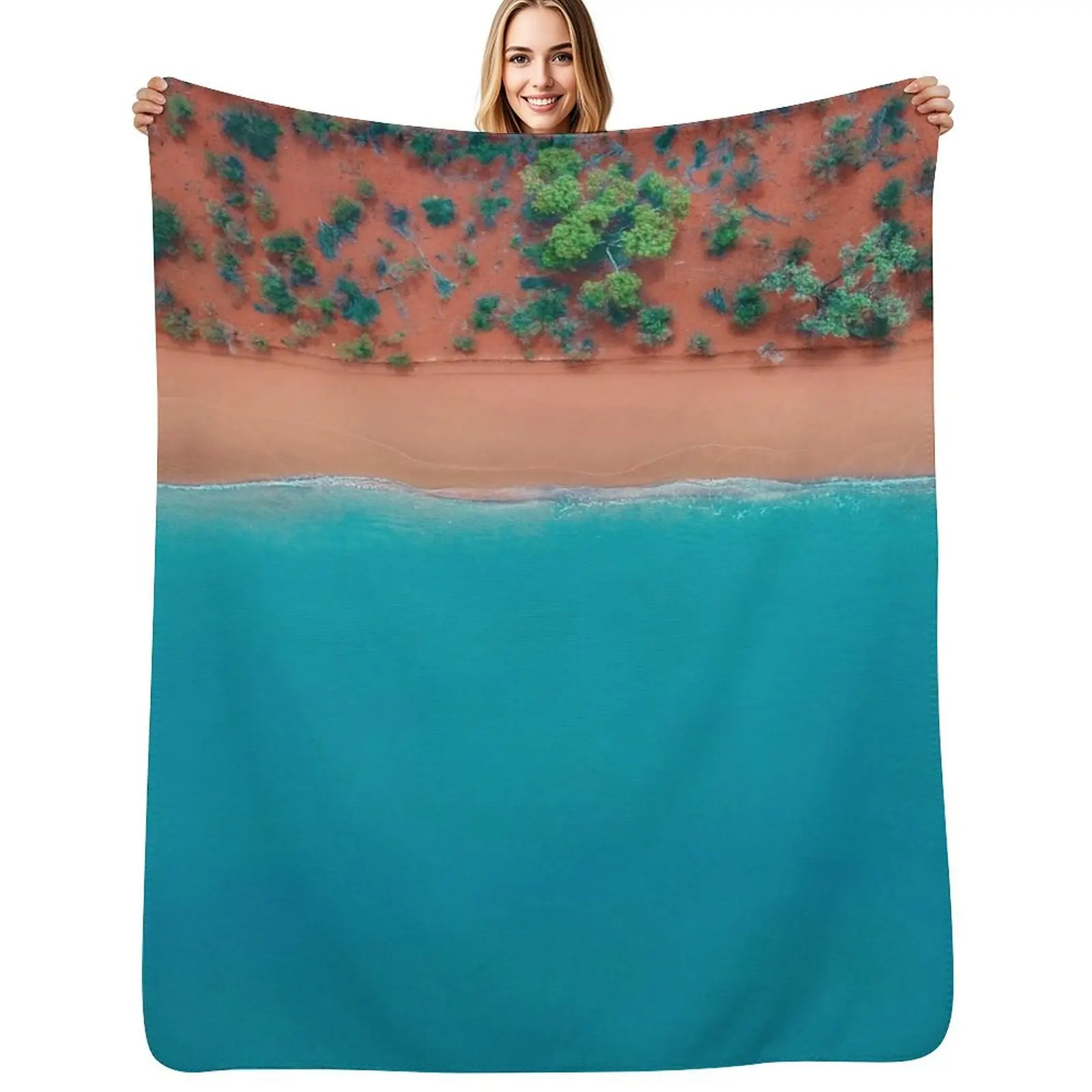 Broome Australian Beaches Aerial Throw Blanket Machine Washable Soft Warm Blanket