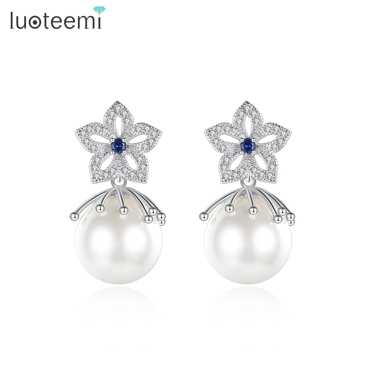 LUOTEEMI Fashion Vintage Star Shape Jewelry for Women Sea Shell Female Pearl Earrings for Bridal Vintage Accessories for Girl