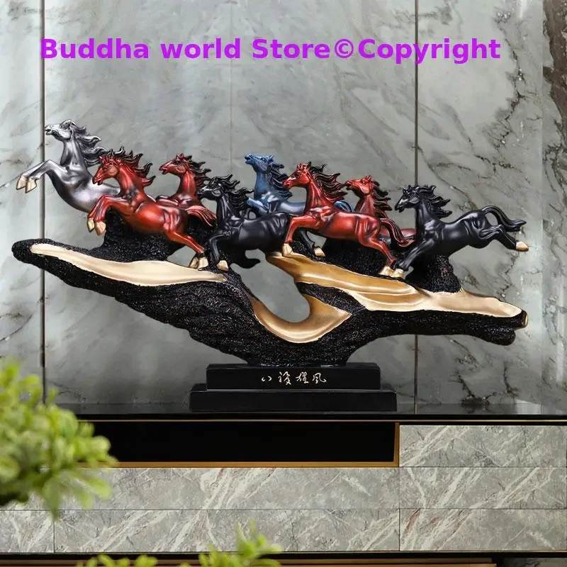 ДОМАШНЯЯ ОФИСНАЯ Компания SHOP Искусственный прощающий бизнес Деньги Рисунок Смола Успех удачи 8, ПОБЕЖДАЮЩАЯ ЛОСЫ Статуя ФЕН-Шуи