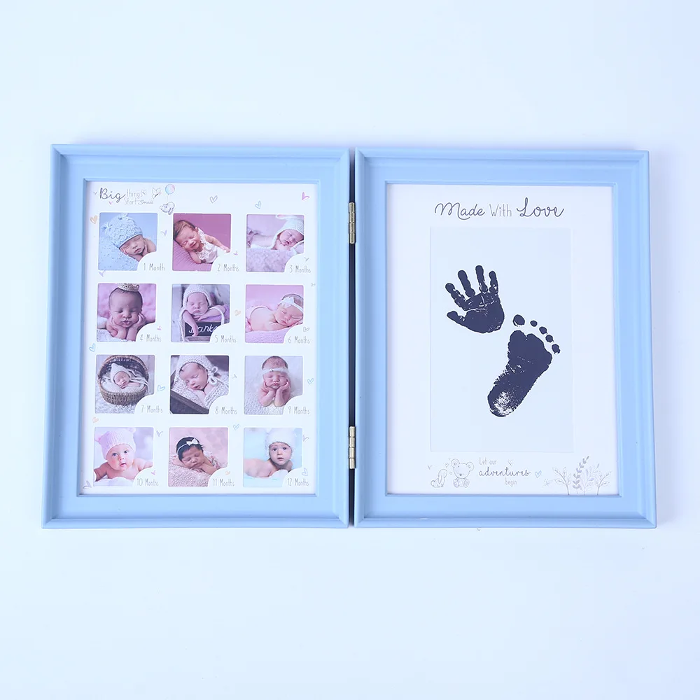 New Baby Hand and Foot Imprint Birthday Gift Children's Souvenir DIY Newborn Body Imprints Photos Plastic Photo Frame Decoration