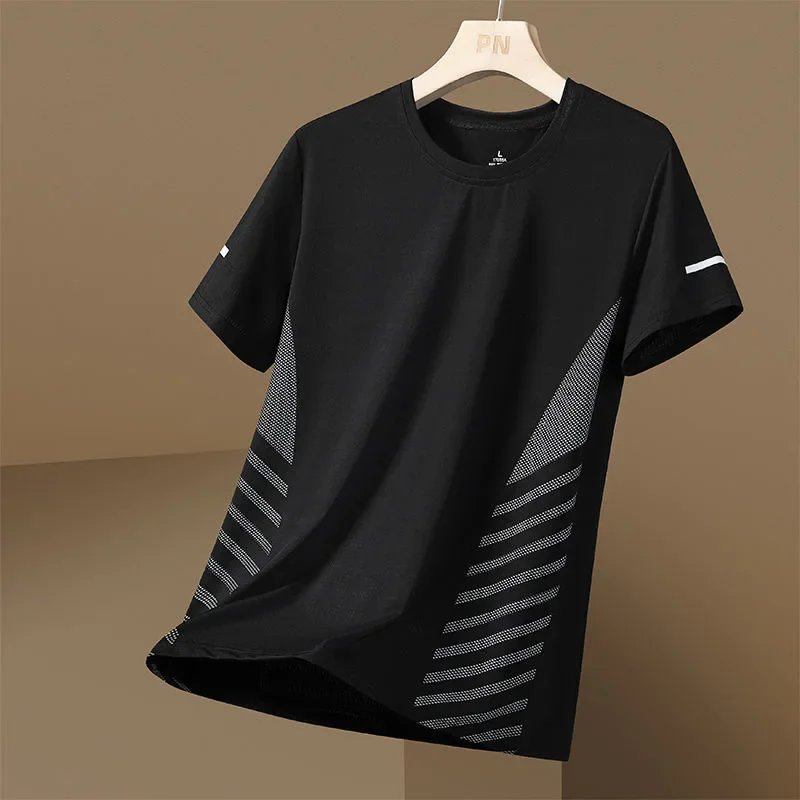 Men's Half Sleeve Ice Silk Versatile Casual T-Shirt Quick Dry Top Body Wear Short Sleeve Summer Cooling