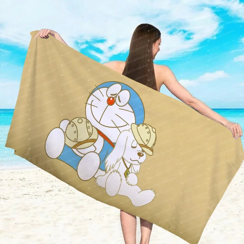 Doraemon Machine Cat Printed Beach Towel Microfiber Towel for Children/Adults Quick Drying Water Absorbing Swimming Pool Towel view 4