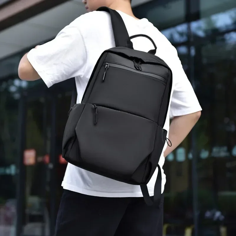 Mochila de nailon resistente al agua para hombre, bolsa de ordenador de negocios con cremallera sólida de alta capacidad, gran oferta, 2024