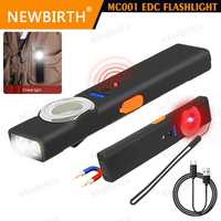 Portable Sensor LED Flashlight with Magnet Type-C Rechargeable Work Light with Clip Waterproof Torch for Outdoor Camping Hiking