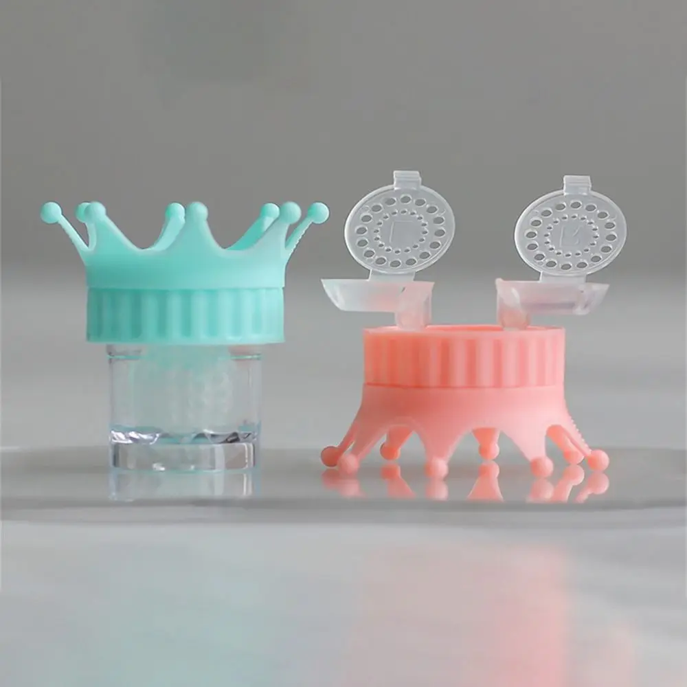 Lente de contato de plástico portátil para mulheres e meninas, bonito manualmente rotativo Cleaner Box, armazenamento titular