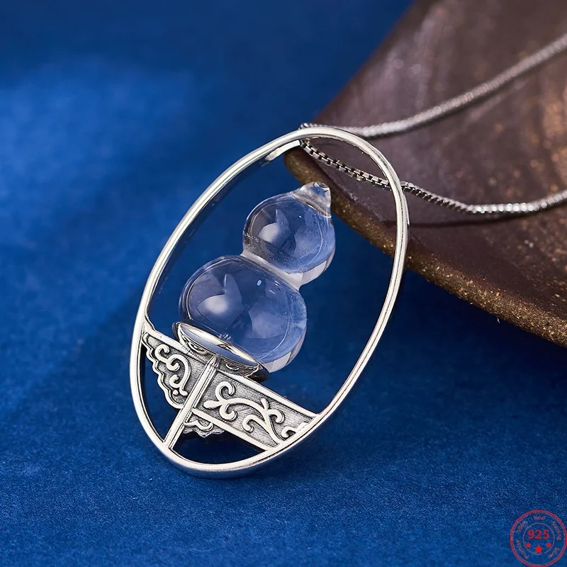 

Подвеска из стерлингового серебра 925 пробы для женщин и мужчин в стиле ретро, полая, с геометрической инкрустацией, в стиле рок-кристалл, тыква, подвеска, модные ювелирные изделия, оптовая продажа