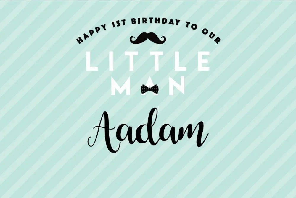 custom Little Man Mustache Happy 1ST Birthday Blue Striped backgrounds  High quality Computer print party photo backdrop