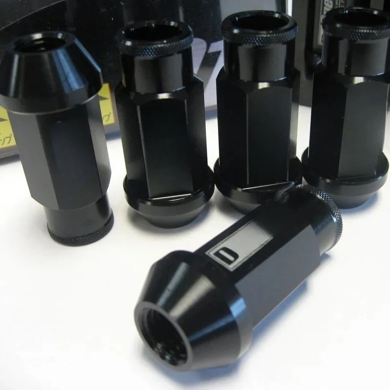 HOT D/ONE Nakrętki do kół JDM Car Racing Nakrętki do kół ze stopu aluminium Śruba M12x1,5/1,25 Długość 50 mm//35 mm 20 sztuk/zestaw