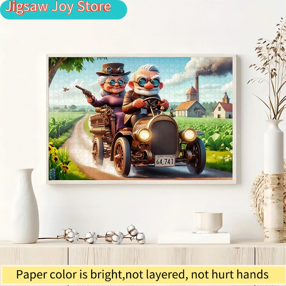 

Винтажный пазл на 1000 элементов - Очаровательная пожилая пара в ретро-кабриолете, большой бумажный пазл, идеальный для творчества своими руками