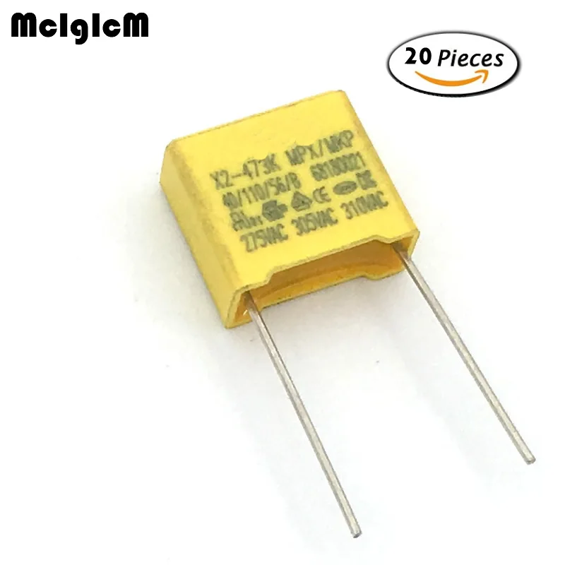 Capacitor do filme do polipropileno do MCIGICM-X2, 275VAC, 0,047 uF, 47nF, passo 10mm, 20 PCes