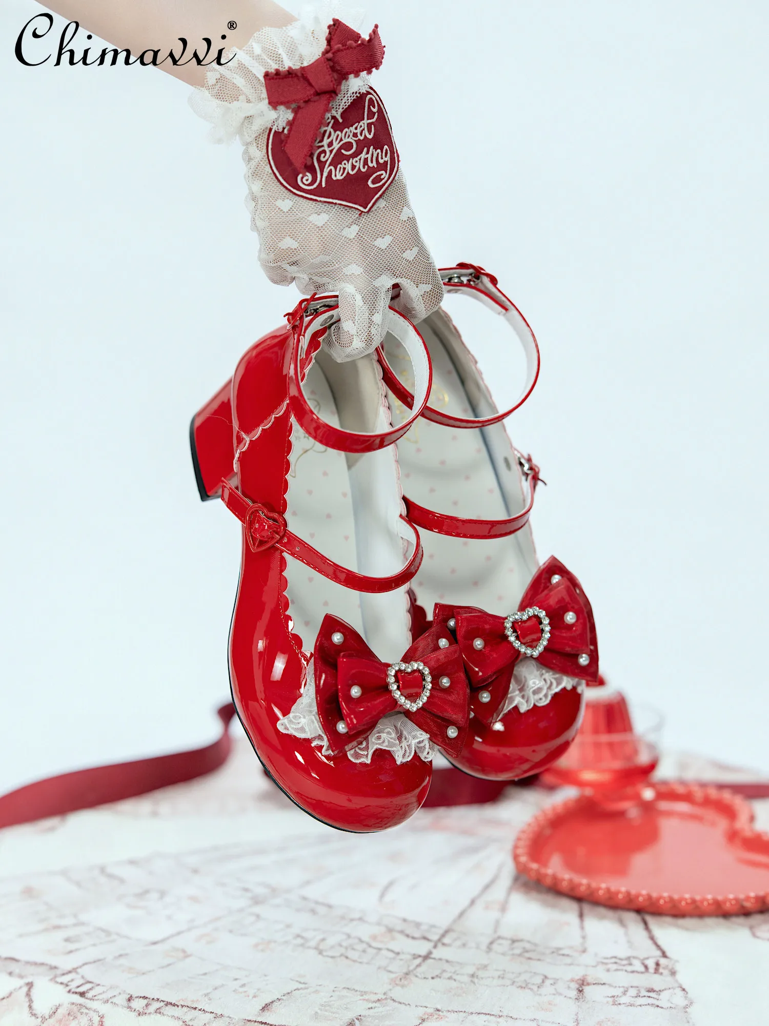 

Милые туфли-лодочки на среднем каблуке в стиле Лолита для девочек, новинка 2026 года, нежные элегантные туфли принцессы с бантом и круглым носком, темпераментные туфли Мэри Джейн для женщин