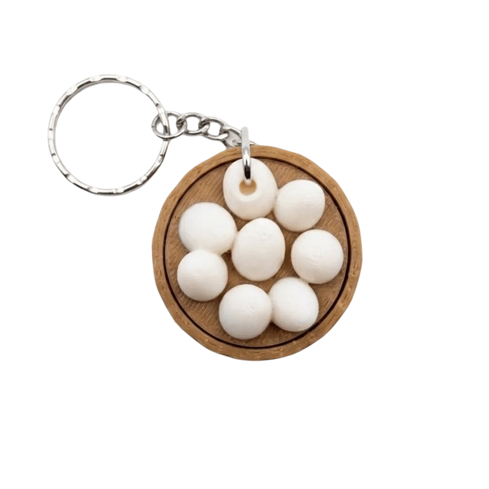 3D Printed Foods Clicker Key Chain Double eggs PLA Sensory Clicker Fried Eggs Simulation Cake Pizza Cookie Clicker