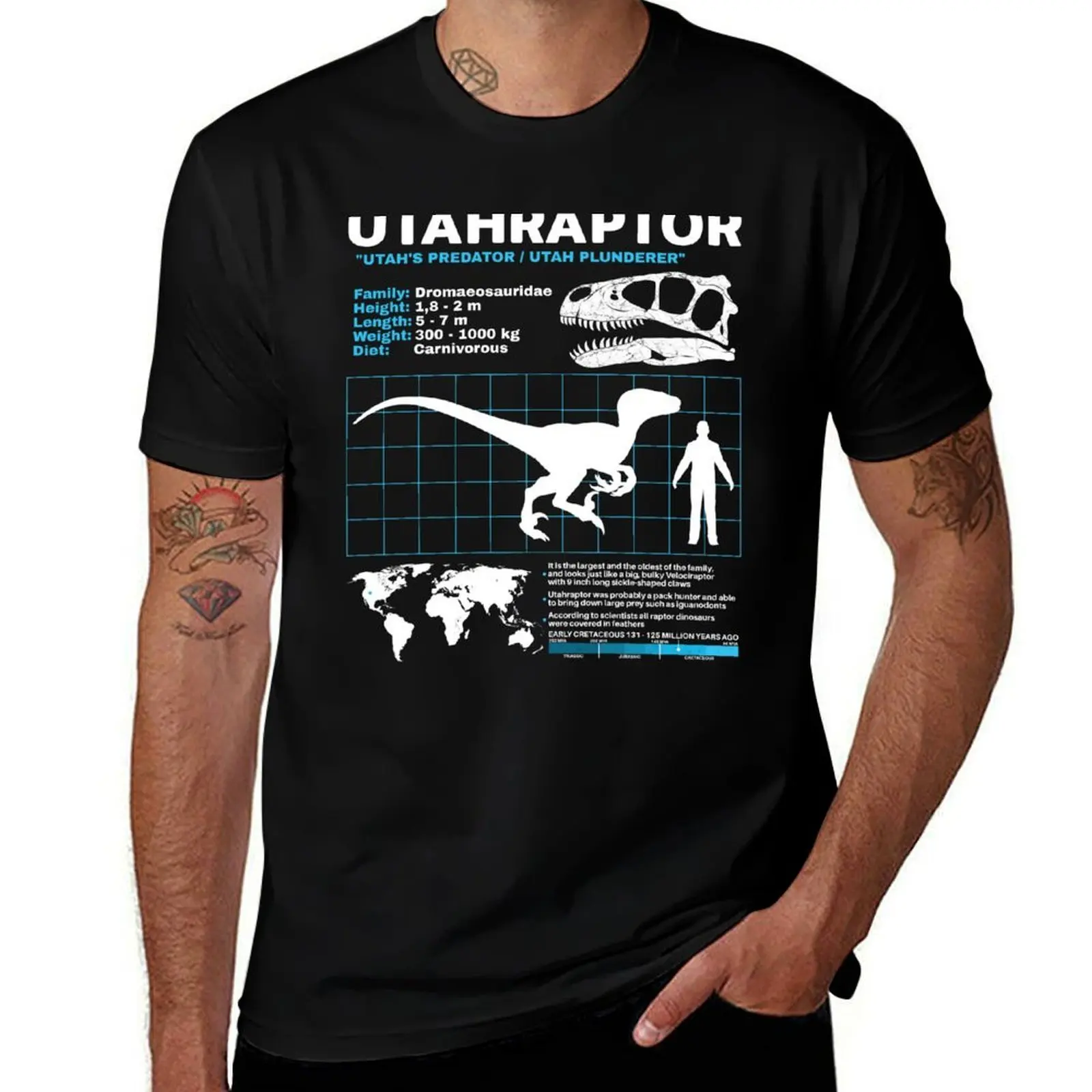 

Utahraptor fact sheet T-Shirt T-shirts oversize Anime t-shirt summer tops football t shirt cotton t shirt men