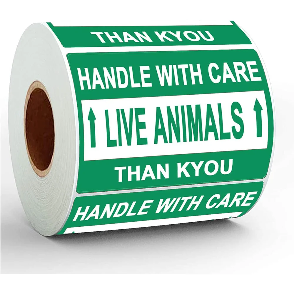 250 Pcs Live Animal Shipping Labels Please Handle with Care Stickers 2 * 3 Inch Fluorescent Fragile Pet Transport Label