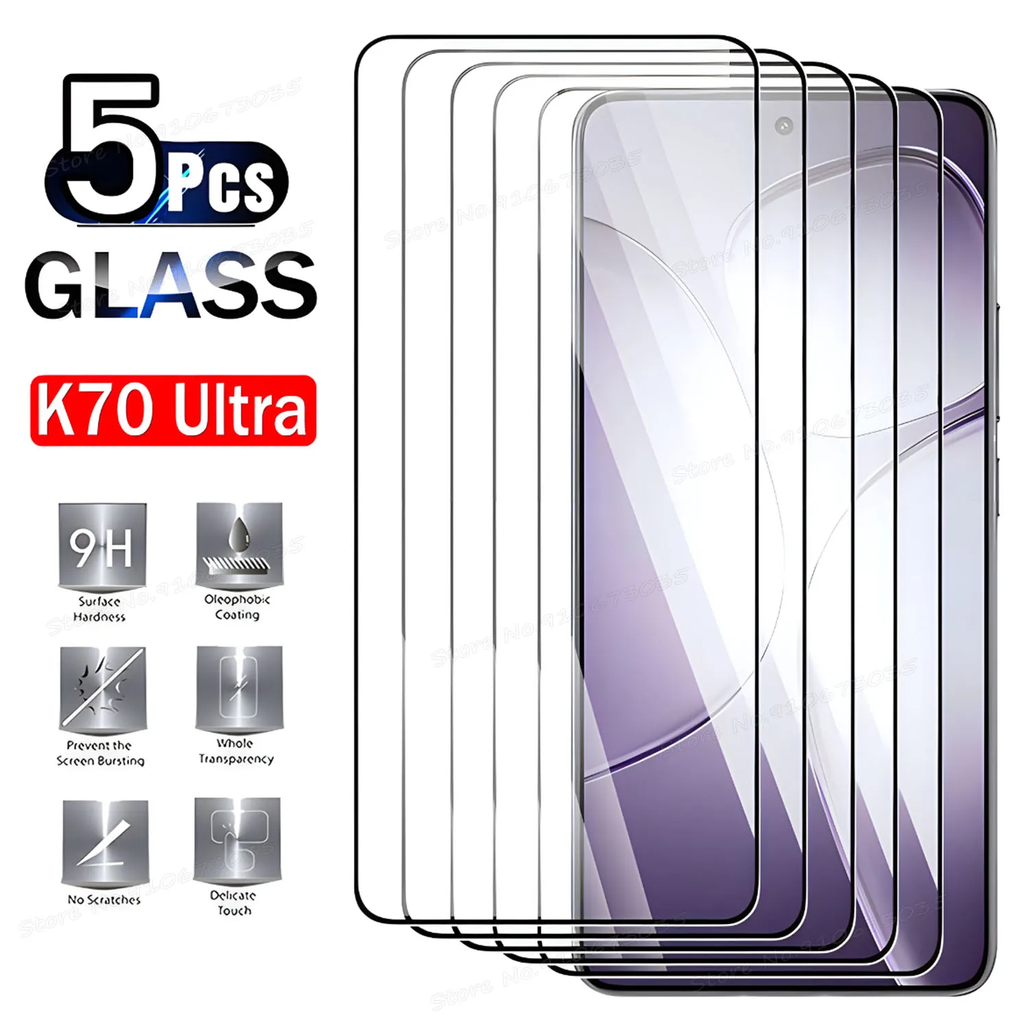 

5PCS Screen Protectors For Xiaomi Redmi K70 Ultra K70E Tempered Glass Redmi K60 K50 Ultra K40 Gaming K40S K20 K30 K70 Pro Glass