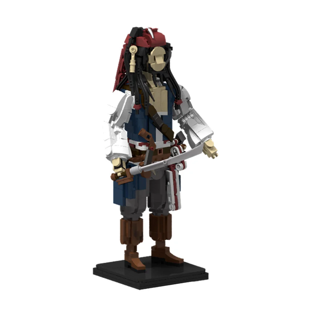 MOC Captain Jack Sparrow Figurine Building Blocks Model Movie Pirates of the Caribbean Jack Captain Bricks Assembly Toy Kid Gift