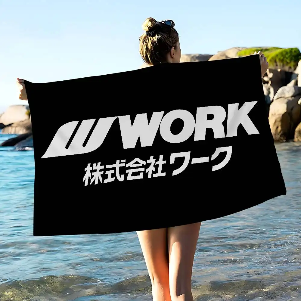 popular Wheel hub W-Work W-Wheels brand logo Microfiber Printed Beach Towel Yoga Beach Swimming Absorbent Soft Towel