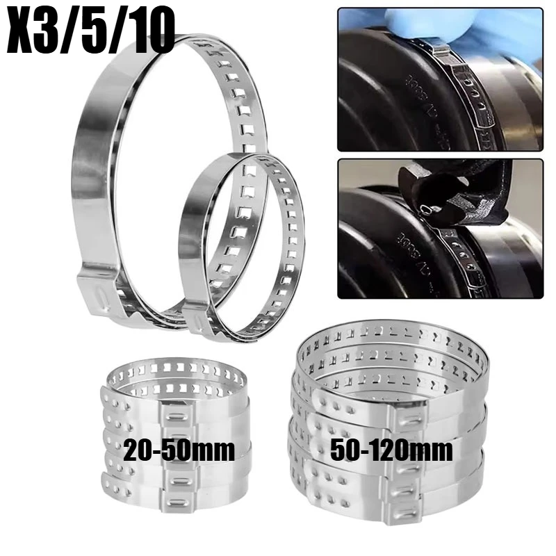 3/5/10PCS  Adjustable Single-Ear Dust Cover Clamp, Stainless Steel Universal Fastening Clip Car Drive Shaft and Hose Fittings