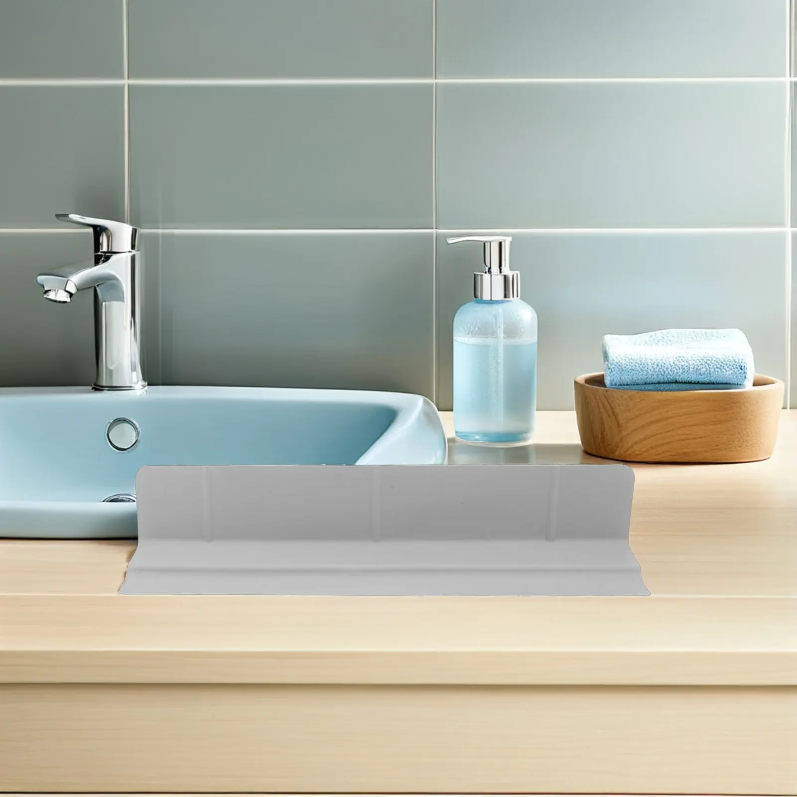 46Cm Kitchen Sink Splash Guard Silicone - Suction Cup Splash Guard Panel Sink Edges Protector Wall Countertop Care Barrier view 3