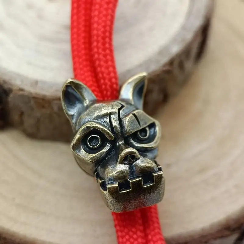 Bulldog Head Brass Knife Bead EDC DIY Woven Accessories Jewelry Dog Puppy Backpack Umbrella Rope Lanyard Pendant - view 4