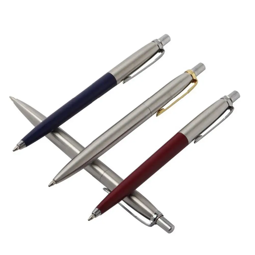 Metal Ballpoint Pen Commercial Press Style Commercial Gift Pens For School Office Core Solventborne Automatic Ball Pen Black Ink