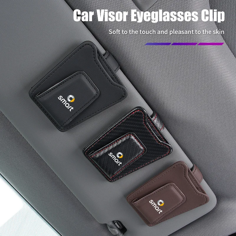 Universal Car Sunglasses Clip Card Ticket Holder Car Accessories For Smart Fortwo 451 450 453 Forfour EQ Cabrio Crossblade