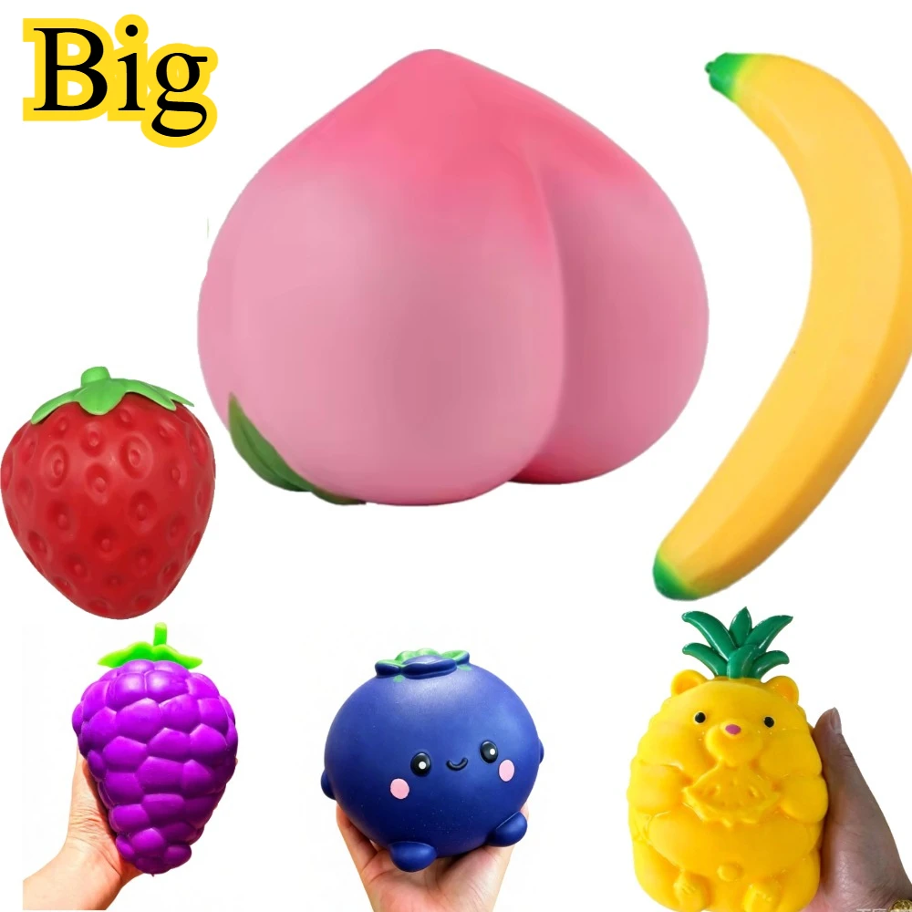 Fruit Squishy Toys Realistic 45CM Giant Banana Squishy Toy Stress Relief Fidget Toy Slow Rising Desk Access for Adults Gifts