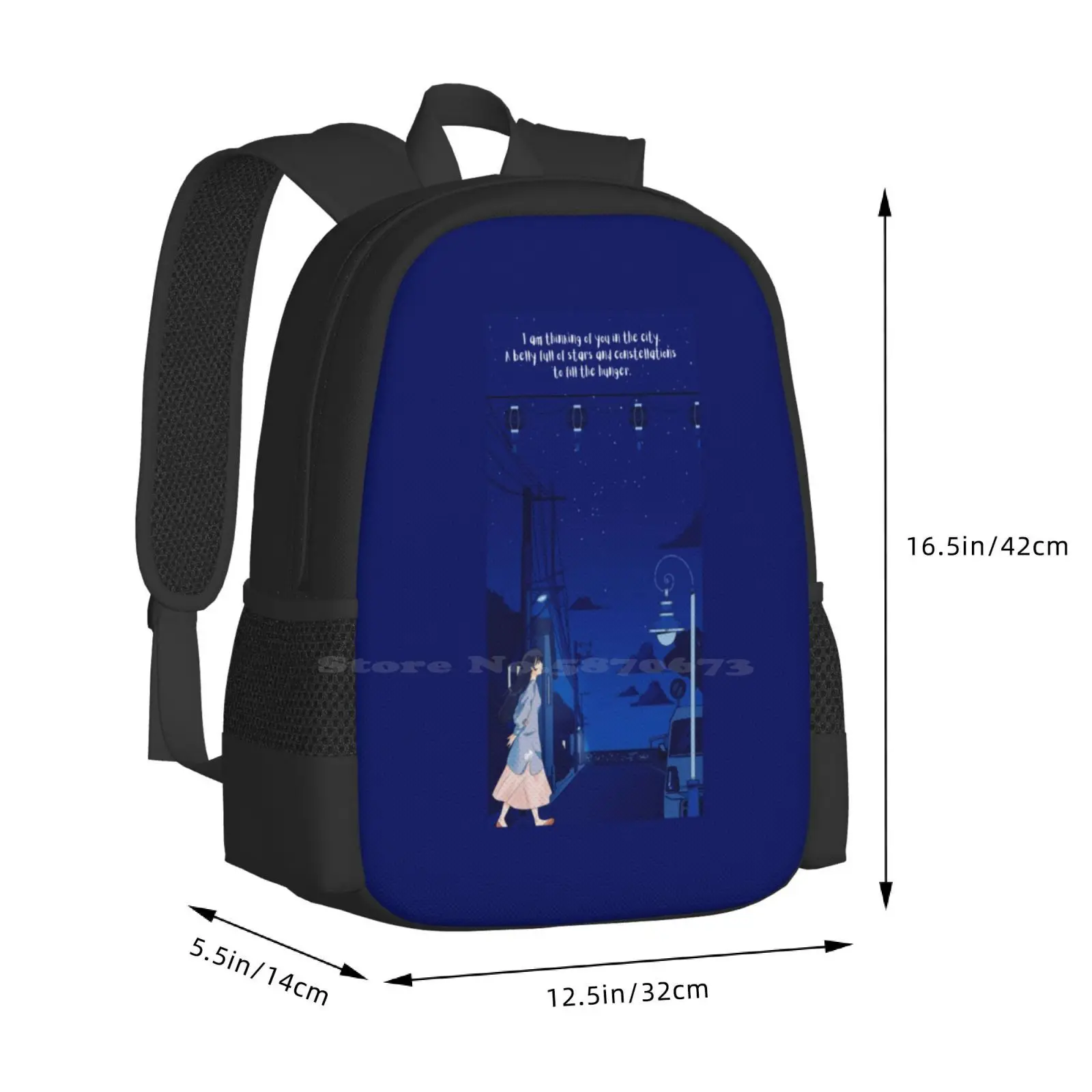 Constelação de Você Anime Mochila para Meninas, Sacos De Moda, Estrelas, Luzes Da Cidade, Poema, Citação De Amor, Céu Noturno, Venda Quente