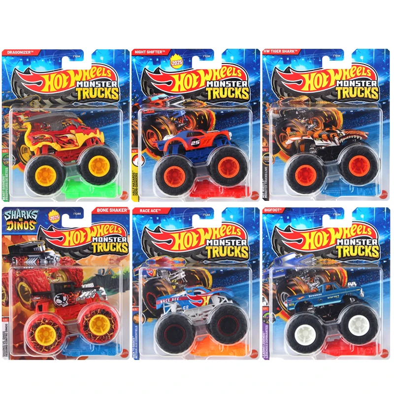 em-estoque-rodas-quentes-carro-monstro-caminhoes-meninos-brinquedos-1-64-diecast-tigre-tubarao-dragonizer-grande-pe-corrida-ace-osso-shaker-presente