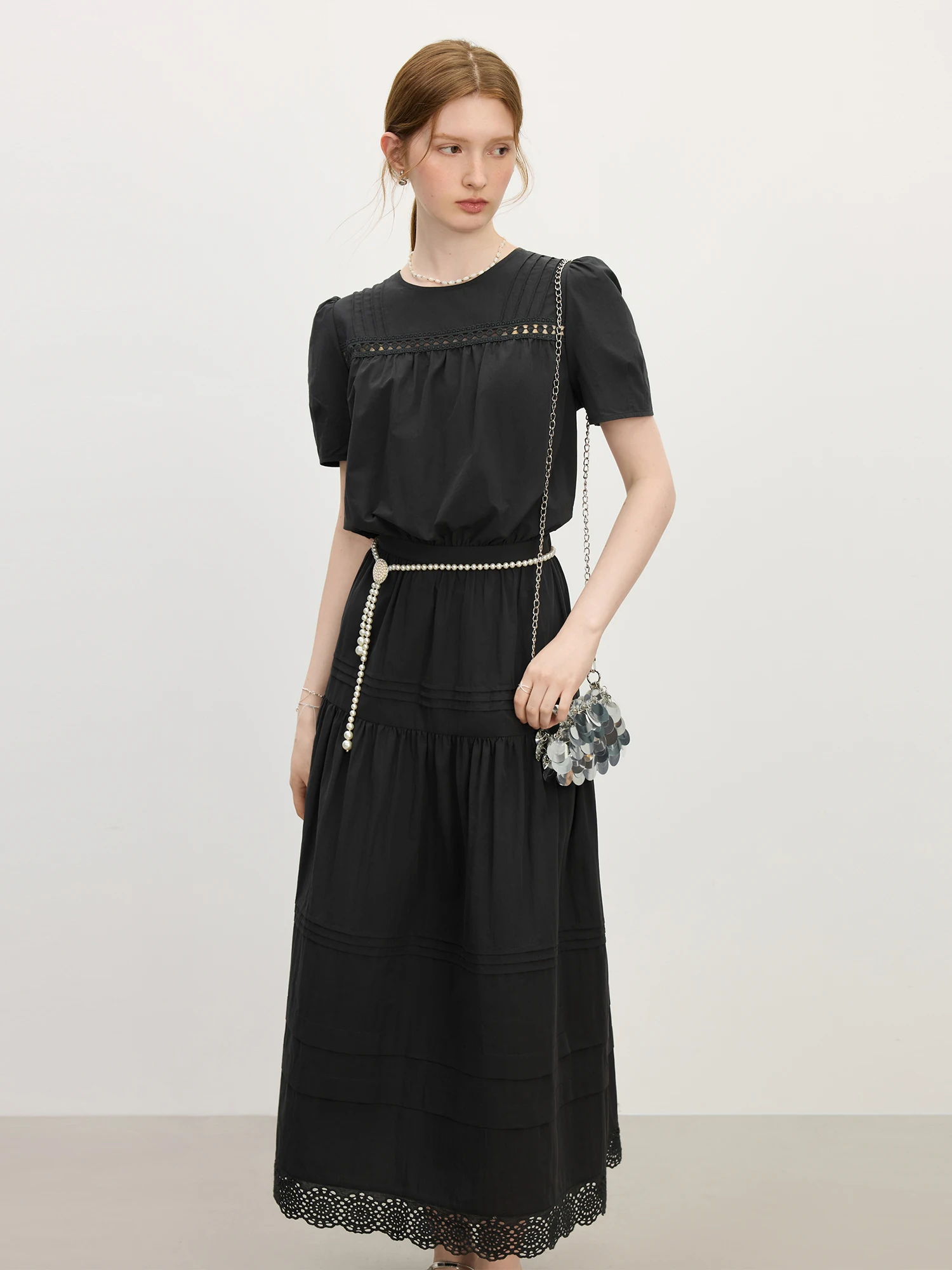 FSLE Ritaglio in vita posteriore da donna con spalline - Abito patchwork in pizzo esclusivo dal nuovo design estivo 2025 25FS12675