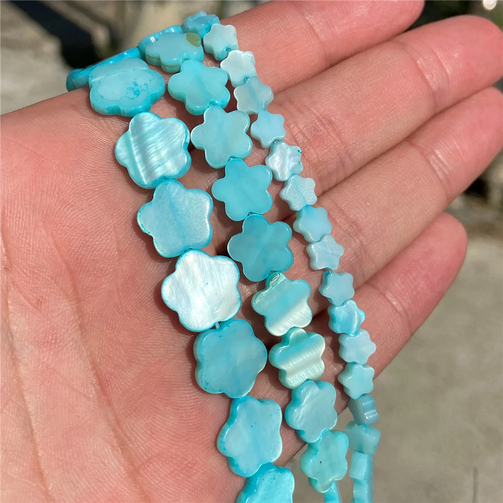 6 10 12mm Flower Shape Dyed Shell Bead Natural Colorful Flat Mother of Pearl Shell Beads for Jewelry Making Neckalce Bracelets