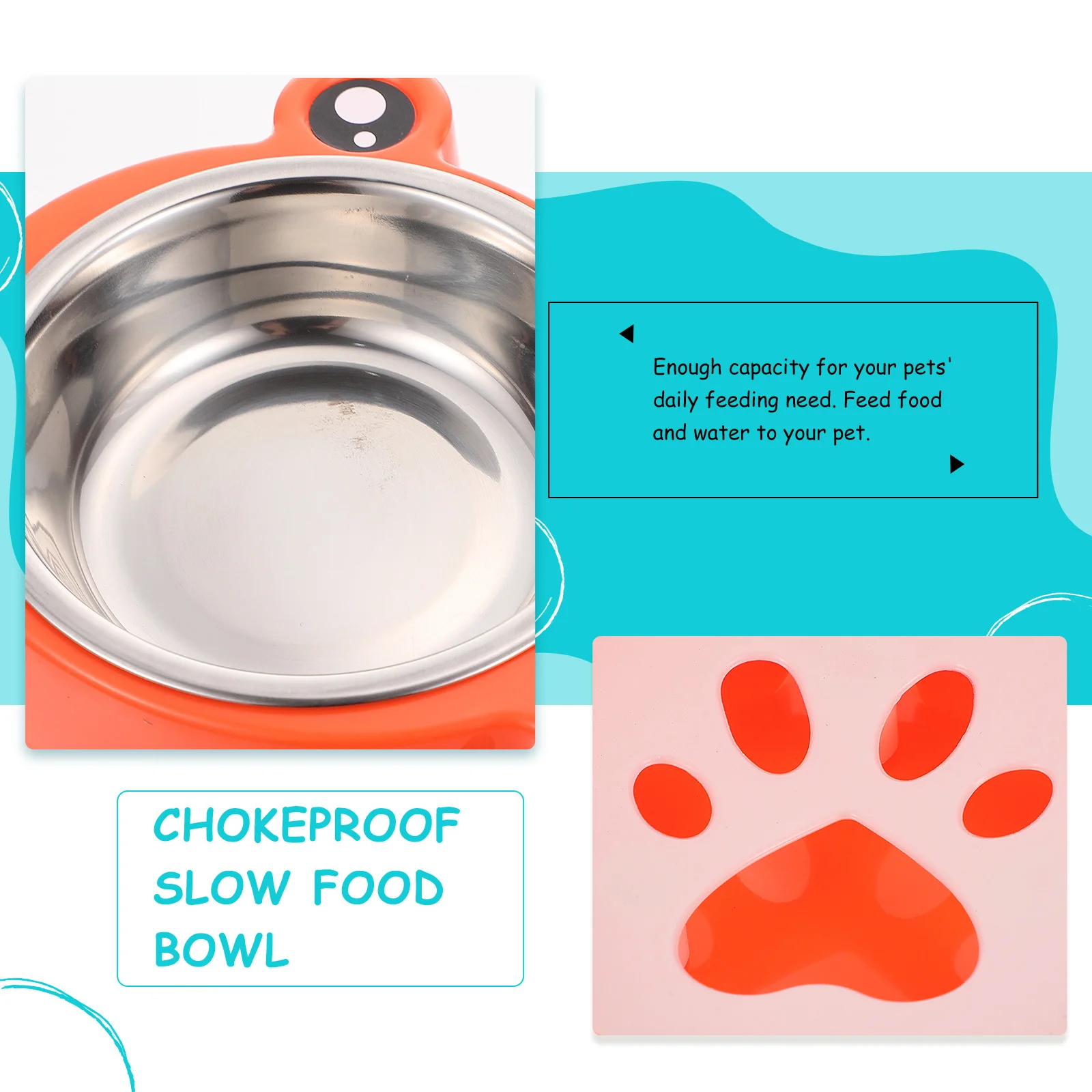 

1pc Anti- Bowl Unique Design Non-Slip Break-Proof Pet Feeder Food Container For Cats Dogs Eco-Friendly Food-Grade