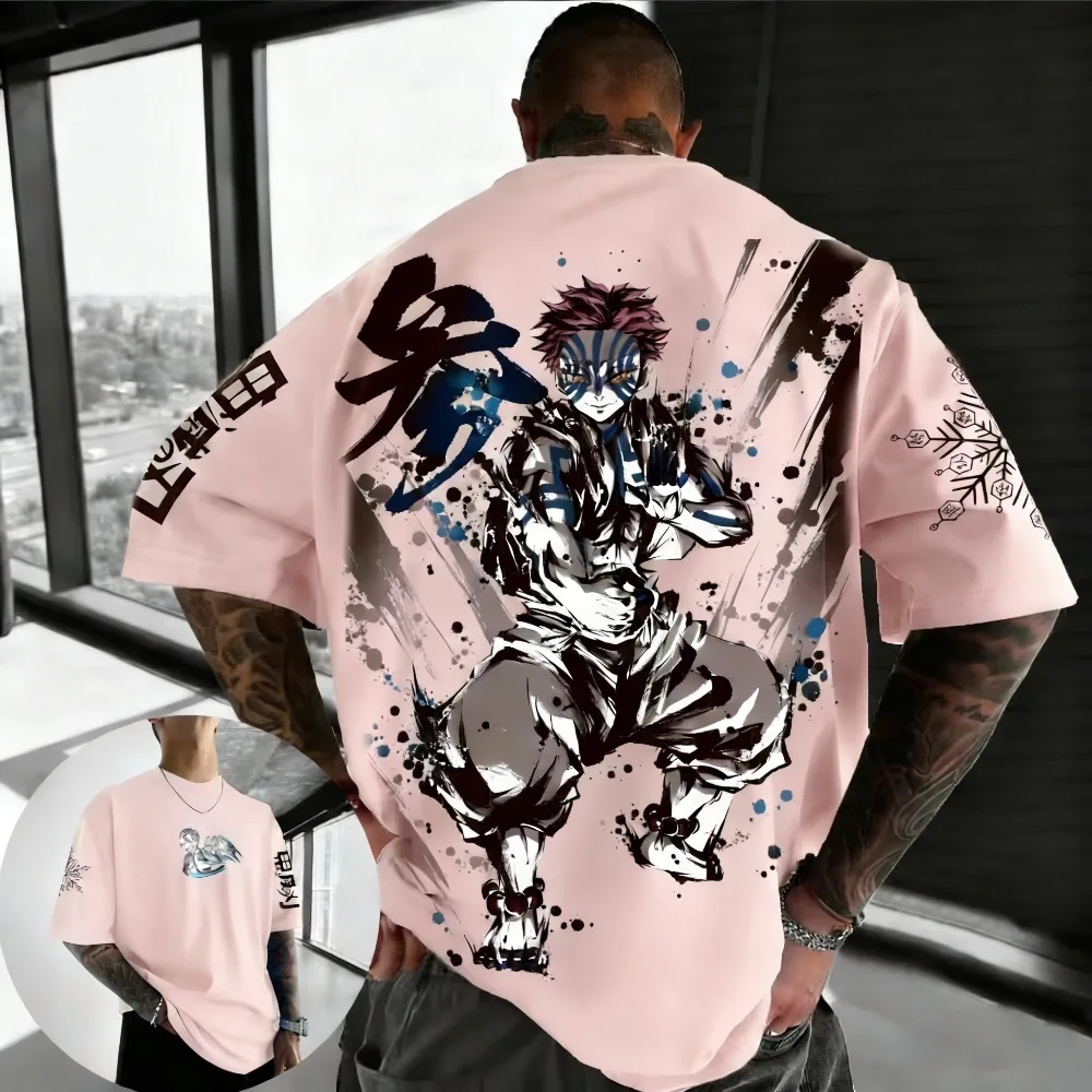 Summer Plus Size Demon Slayer Anime Printed Men, Women T-shirt Casual Parent Child Top Fashion Harajuku Style Street Wear Y2K view 6
