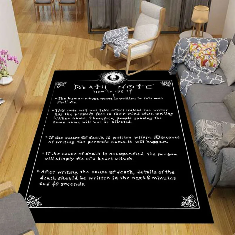 Alfombra Death Note, alfombra de Anime para sala de estar, alfombra de regalo para niños y adultos, alfombra de baño para dormitorio, alfombra peluda negra, Tapis de brujería