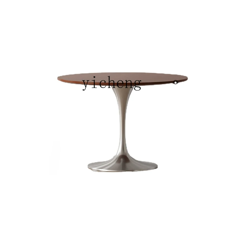 

Tqh Vintage Solid Wood round Table Mid-Ancient Dining Table Tulip Light Luxury round Simple Dining Table