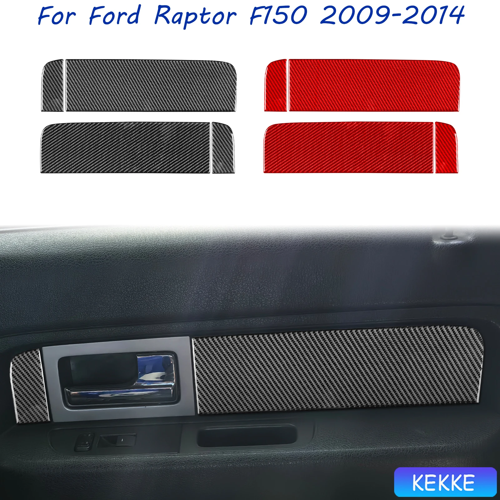 

For Ford F150 Raptor 2009-2014 Carbon Fiber Rear Door Handle Window Lift Panel Accessories Interior Cover Stickers Auto Trim