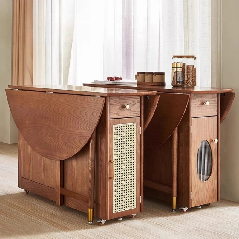 

m Dining Table and Chair Set with Storage Cabinet Medieval Art Style Movable Dining Table Solid Wood Furniture m