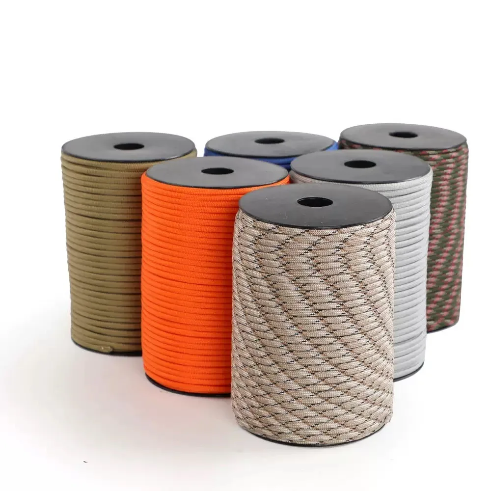 Paracorde 30/50/100M 4mm 9 cœurs 650, corde de Parachute Standard militaire, lanière, outils de survie en plein air pour tente de Camping, Bracelet à bricoler soi-même