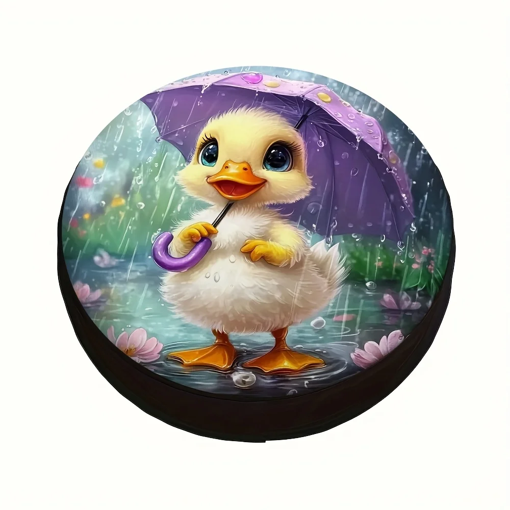 Cute Duck With Umbrella Spare Tire Cover Polyester Waterproof Sun Protection Car Accessory