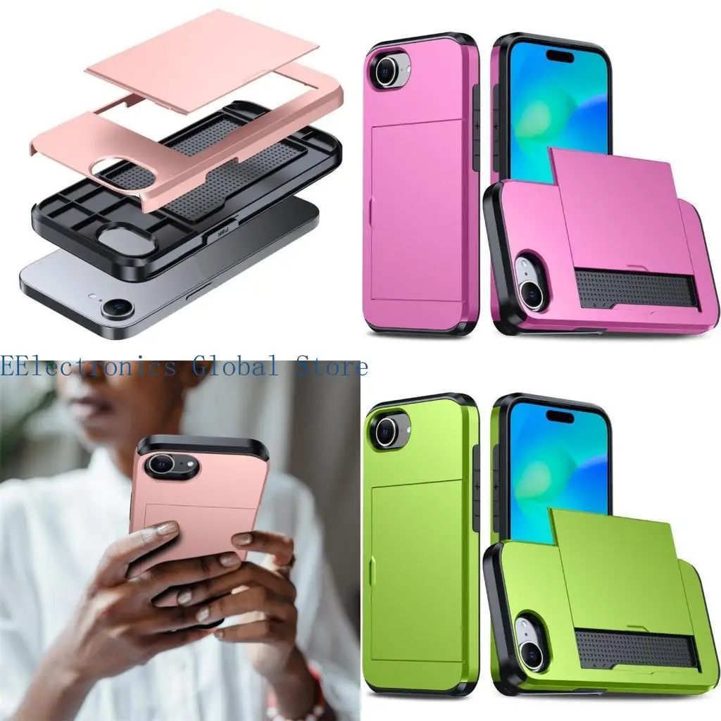 

462B Shockproof Wallet Housing Cover for Phone with Convenient Card Slot and Lightweight Build Double Layer Shock Absorption