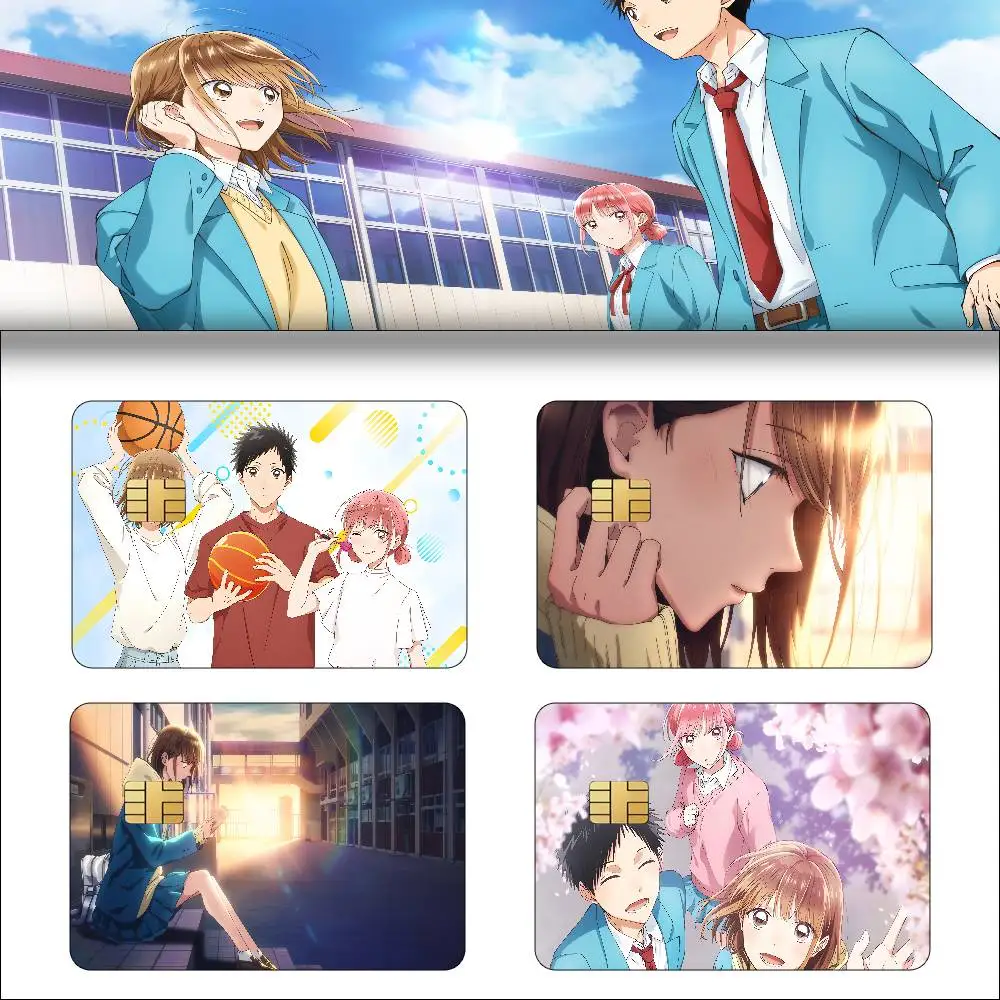 Anime Blue Box 1 Set Of 4 Pcs Credit Card Skin Stickers For VISA Bank Card Waterproof Sticker Anti-scratch Women Gift