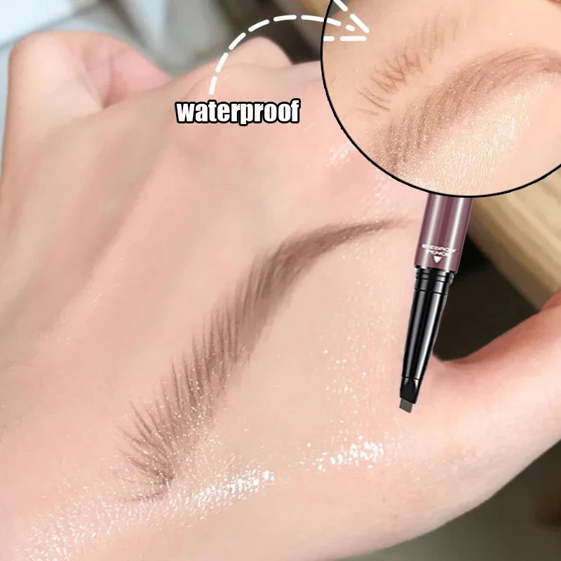 Ultra Fine Triangle Eyebrow Pencil Waterproof Long Lasting Smudge Eyebrows Pen Double Ended Dark Brown Black Color Eyebrow Penci