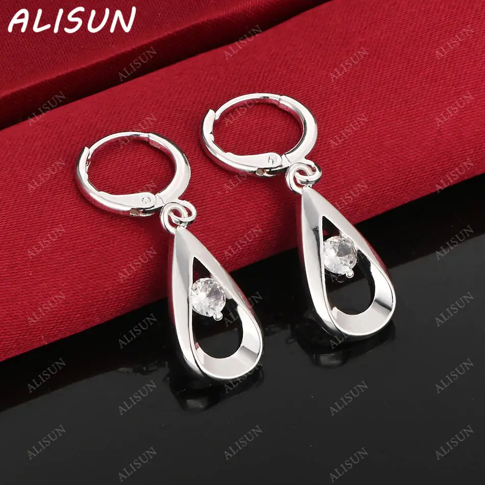 ALISUN-pendientes de circonitas de Plata de Ley 925, pendientes colgantes, joyería de moda, accesorios de boda Nobles Grace
